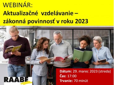 Aktualizačné vzdelávanie – zákonná povinnosť v roku 2023 | 29.03.2023