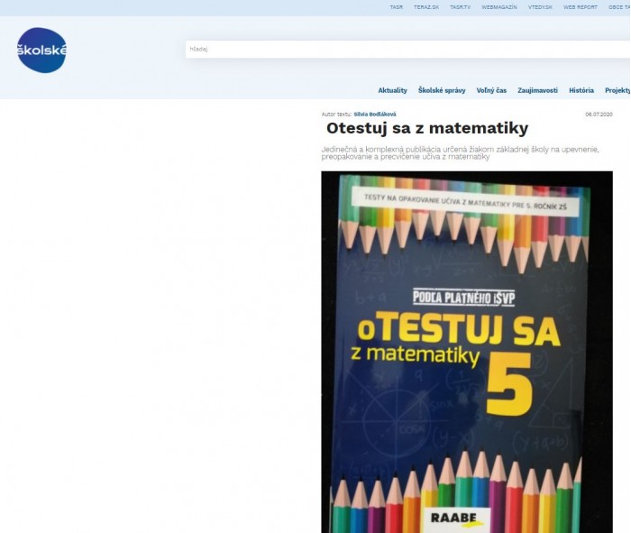 skolske.sk – 6.7.2020: Otestuj sa z matematiky