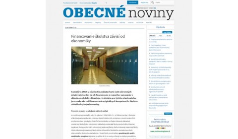 obecne-noviny.sk – 13.7.2020: Financovanie školstva závisí od ekonomiky
