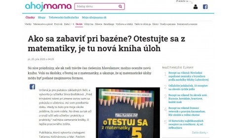 pravda.sk – 20.7.2020: Ako sa zabaviť pri bazéne? Otestujte sa z matematiky, je tu nová kniha úloh