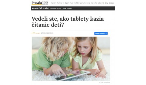 pravda.sk – 21.9.2020: Vedeli ste, ako tablety kazia čítanie detí?