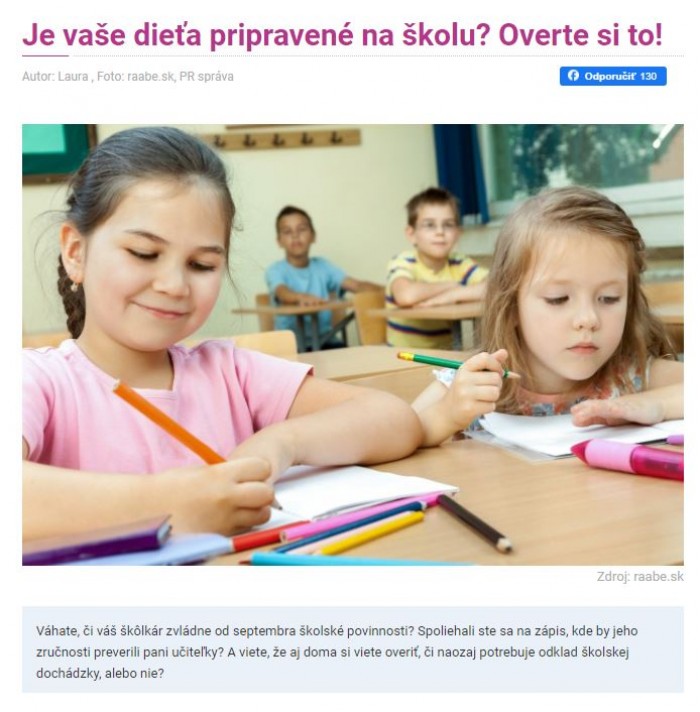 sdetmi.com – 6.5.2020: Je vaše dieťa pripravené na školu? Overte si to!