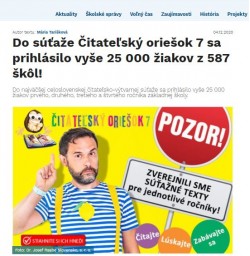 skolske.sk – 4.12.2020: Do súťaže Čitateľský oriešok 7 sa prihlásilo vyše 25 000 žiakov z 587 škôl!