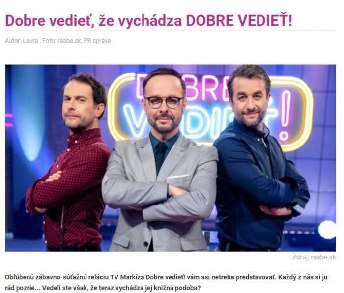 sdetmi.com – 7.12.2020: Dobre vedieť, že vychádza DOBRE VEDIEŤ!
