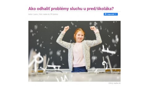 sdetmi.com – 19.6.2020: Ako odhaliť problémy sluchu u pred/školáka?