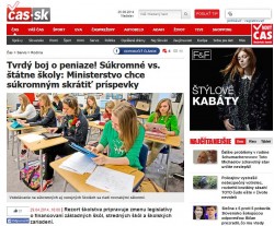 Čas.sk – 29. 4. 2014: Tvrdý boj o peniaze! Súkromné vs. štátne školy