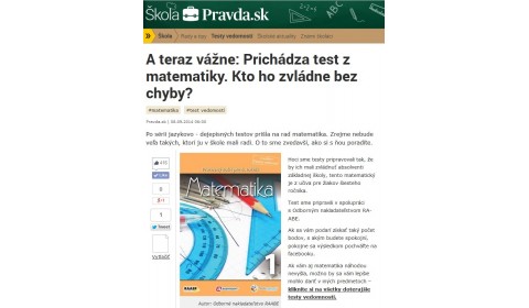 pravda.sk – 8. 9. 2014: Prichádza test z matematiky. Kto ho zvládne bez chyby? 