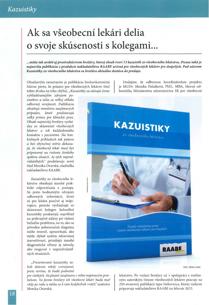 Časopis Primárny kontakt – december 2014: Ak sa všeobecní lekári delia o svoje skúsenosti s kolegami...