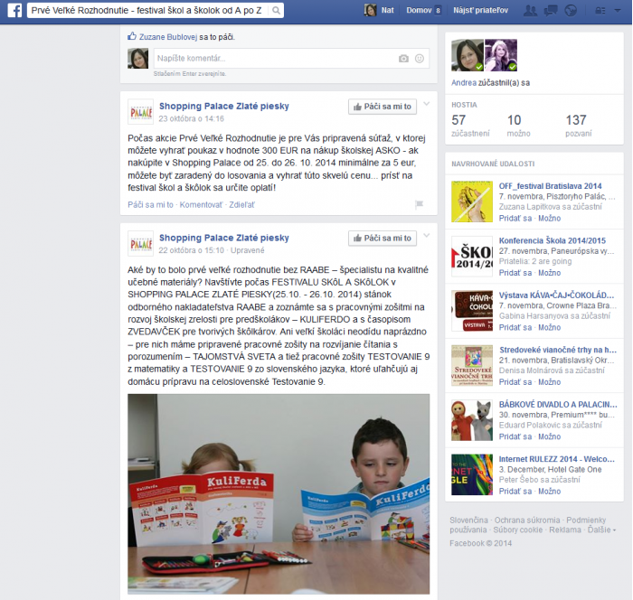 Facebook Shopping Palace – 22. 10. 2014: Aké by to bolo Prvé veľké rozhodnutie bez Raabe? 
