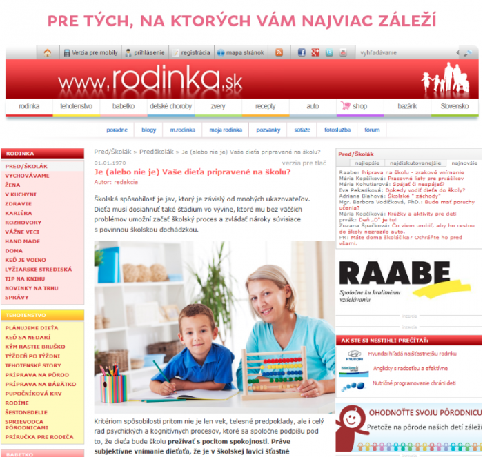 rodinka.sk – 2. 10. 2014: Je (alebo nie je) Vaše dieťa pripravené na školu? 