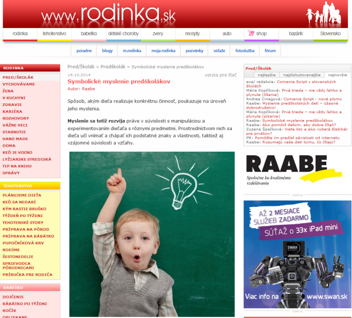 rodinka.sk – 14. 10. 2014: Symbolické myslenie predškolákov 