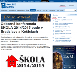 TASR – 7. 10. 2014: Odborná konferencia ŠKOLA 2014/2015 bude v Bratislave a Košiciach 