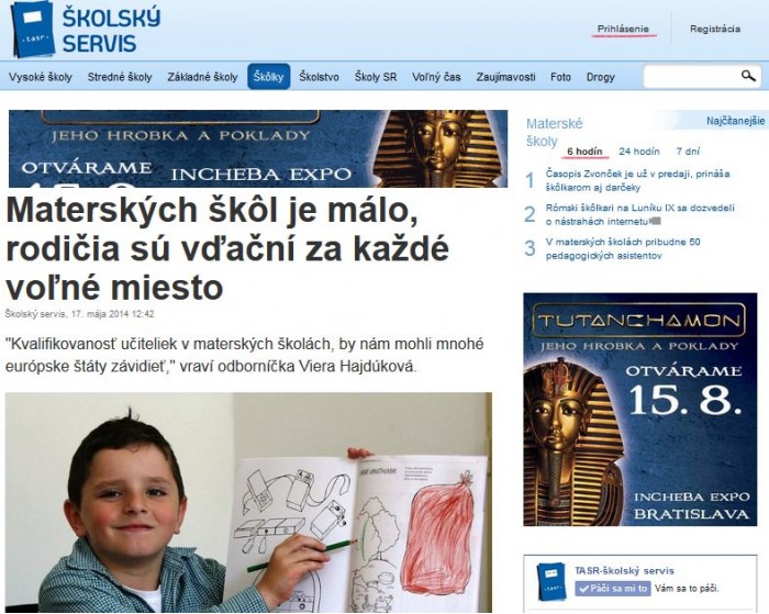 TASR – 17. 5. 2014: Materských škôl je málo, rodičia sú vďační za každé voľné miesto 