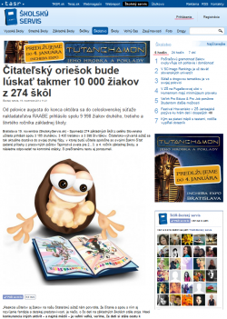 TASR – 19. 11. 2014: Čitateľský oriešok bude lúskať takmer 10 000 žiakov z 274 škôl!