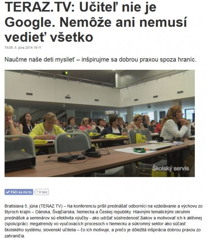 TERAZ.TV – 5. 6. 2014: Učiteľ nie je Google. Nemôže ani nemusí vedieť všetko 