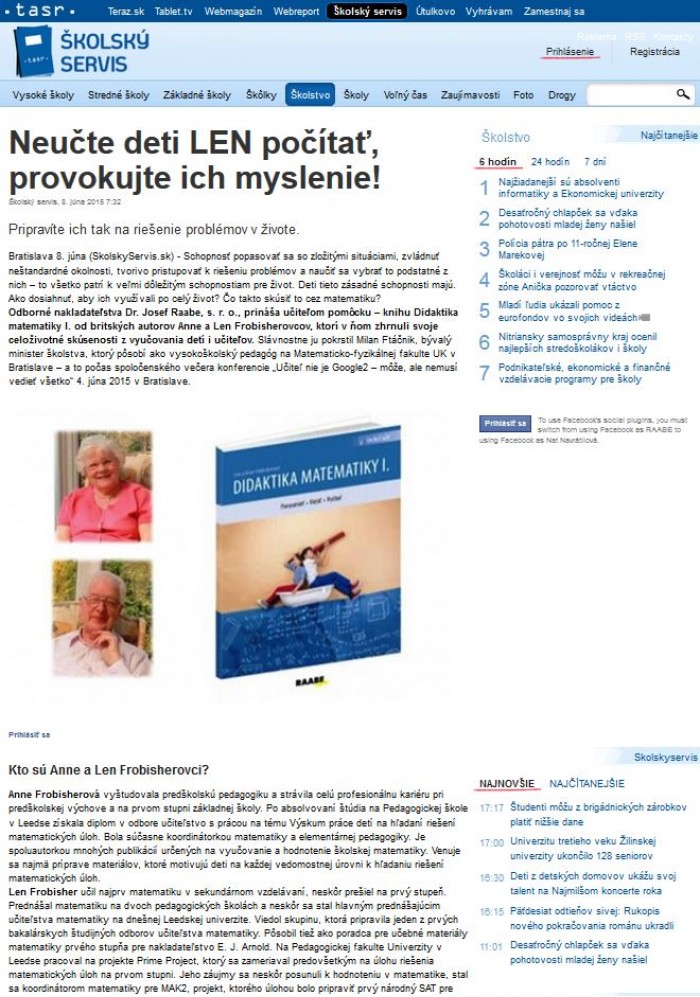 skolskyservis.sk – 8. 6. 2015: Neučte deti LEN počítať, provokujte ich myslenie! 