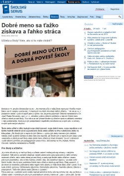 TASR – 14. 1. 2015: Dobré meno učiteľa a dobrá povesť školy
