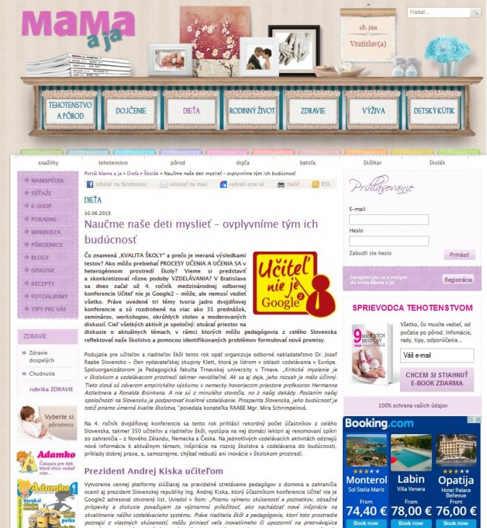 mamaaja.sk – 10. 6. 2015: Naučme naše deti myslieť, ovplyvníme tým ich budúcnosť 