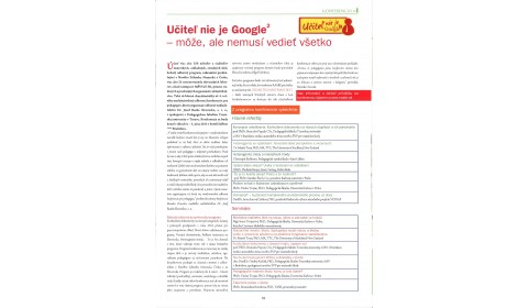 Pán učiteľ – apríl 2015: Učiteľ nie je Google 2 – môže, ale nemusí vedieť všetko