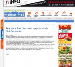 piestanskydennik.sk – 18. 10. 2015: Žiaci ZŠ sa môžu zapojiť do súťaže Čitateľský oriešok 