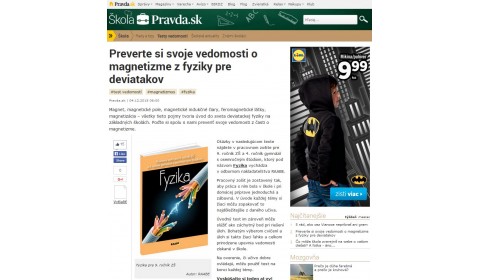 pravda.sk – 4. 12. 2015: Preverte si svoje vedomosti o magnetizme z fyziky pre deviatakov 