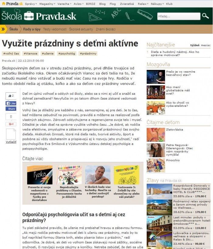 pravda.sk – 22. 12. 2015: Využite prázdniny s deťmi aktívne 