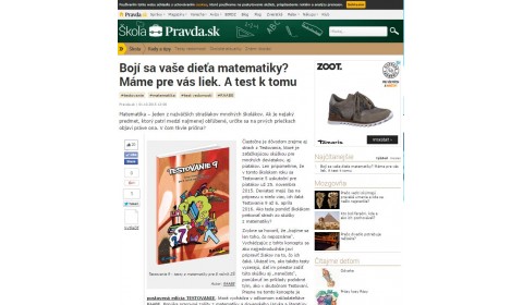 skola.pravda.sk – 1. 10. 2015: Bojí sa vaše dieťa matematiky? Máme pre vás liek. A test k tomu. 