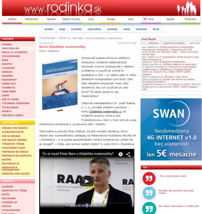 rodinka.sk – 7. 6. 2015: Nová Didaktika matematiky 