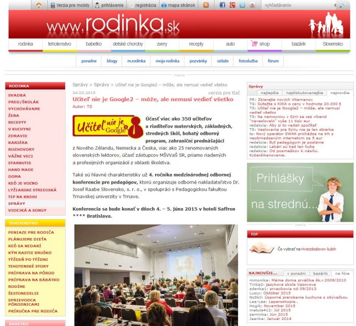 rodinka.sk – 24. 3. 2015: Učiteľ nie je Google 2 – môže, ale nemusí vedieť všetko 