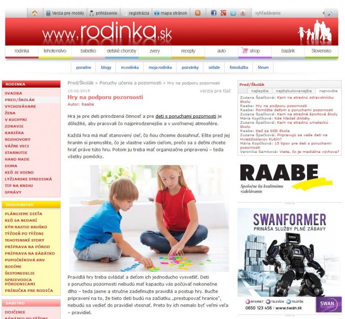 rodinka.sk – 10. 2. 2015: Hry na podporu pozornosti 