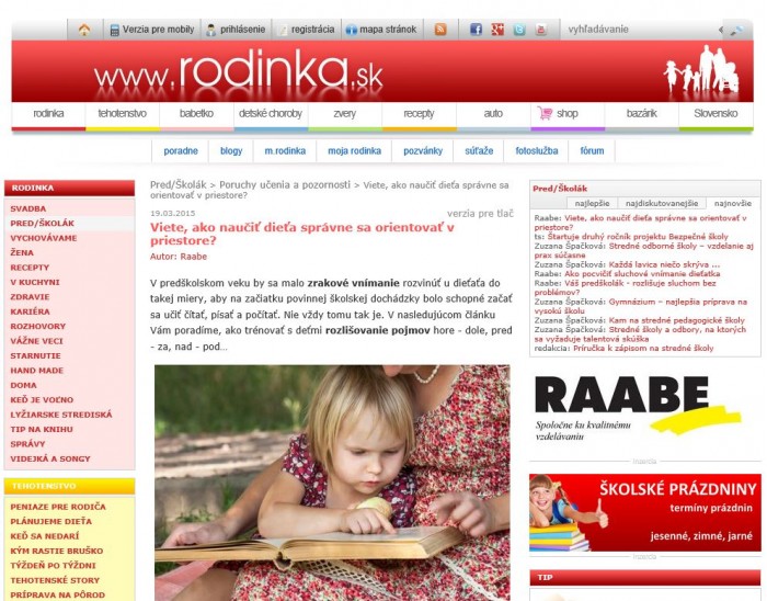 rodinka.sk – 19. 3. 2015: Viete, ako naučiť dieťa orientovať sa v priestore? 