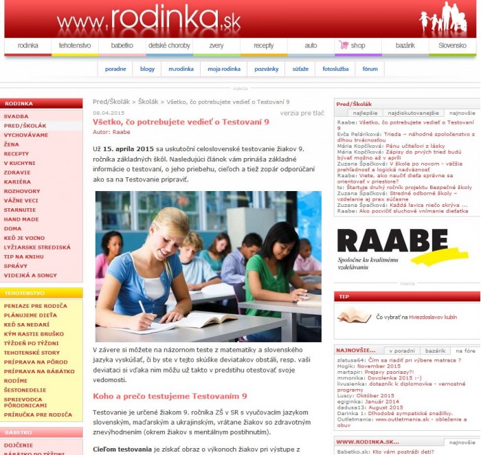 rodinka.sk – 8. 4. 2015: Všetko, čo potrebujete vedieť o Testovaní 9 