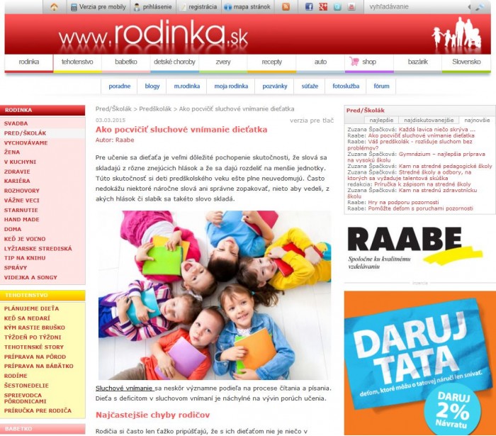 rodinka.sk – 3. 3. 2015: Ako pocvičiť sluchové vnímanie dieťatka 