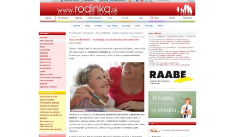 rodinka.sk – 3. 3. 2015: Váš predškolák – rozlišuje sluchom bez problémov? 