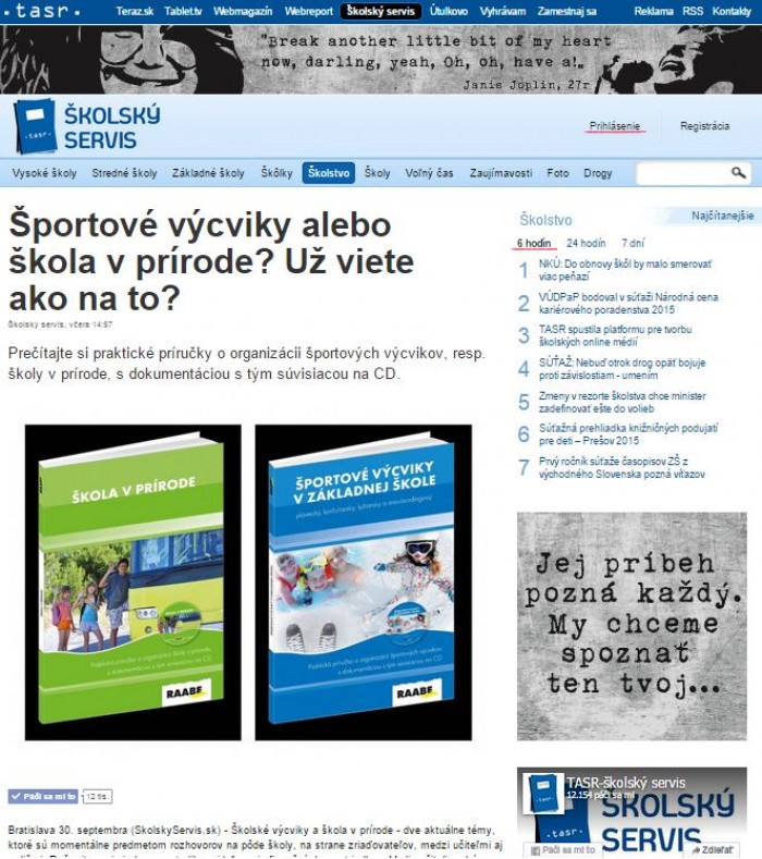 skolskyservis.sk – 30. 9. 2015: Športové výcviky alebo škola v prírode? Už viete ako na to? 