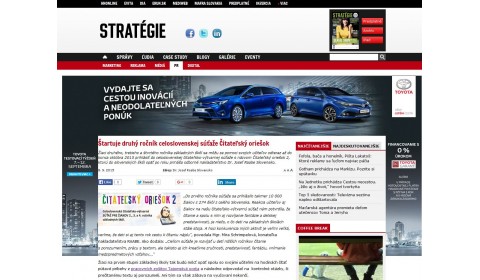 strategie.sk – 8. 9. 2015: Štartuje druhý ročník celoslovenskej súťaže Čitateľský oriešok 