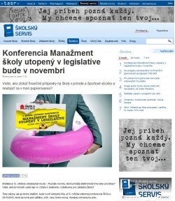 skolskyservis.sk – 12. 10. 2015: Konferencia Manažment školy utopený v legislatíve bude v novembri