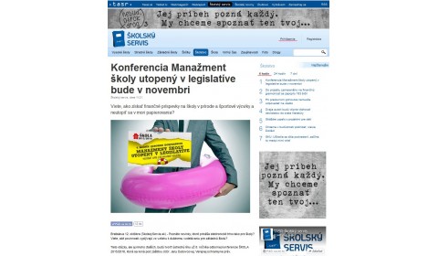 skolskyservis.sk – 12. 10. 2015: Konferencia Manažment školy utopený v legislatíve bude v novembri