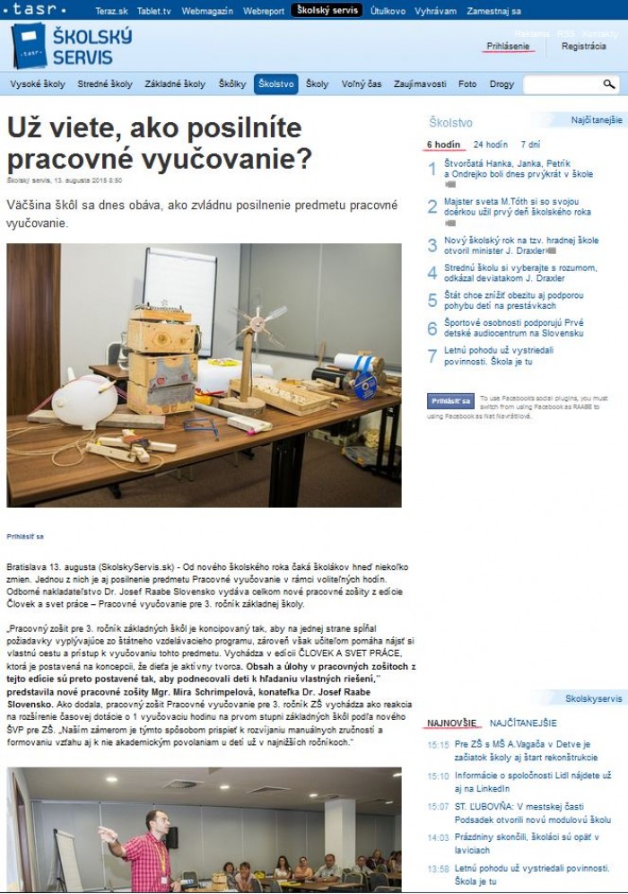 skolskyservis.sk – 13. 8. 2015: Už viete, ako posilníte pracovné vyučovanie? 