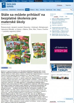 skolskyservis.sk – 6. 8. 2015: Stále sa môžete prihlásiť na bezplatné školenia pre materské školy