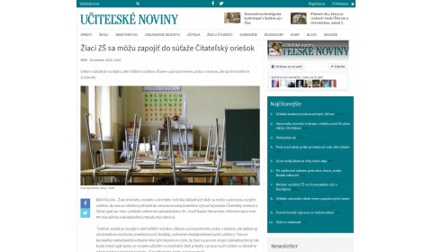 ucn.sk – 18. 10. 2015: Žiaci ZŠ sa môžu zapojiť do súťaže Čitateľský oriešok 