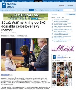 TASR – 10. 3. 2015: Súťaž Vráťme knihy do škôl dosiahla celoslovenský rozmer 
