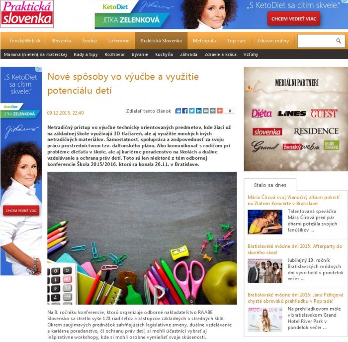 zenskyweb.sk – 9. 12. 2015:    Nové spôsoby vo výučbe a využitie potenciálu detí 