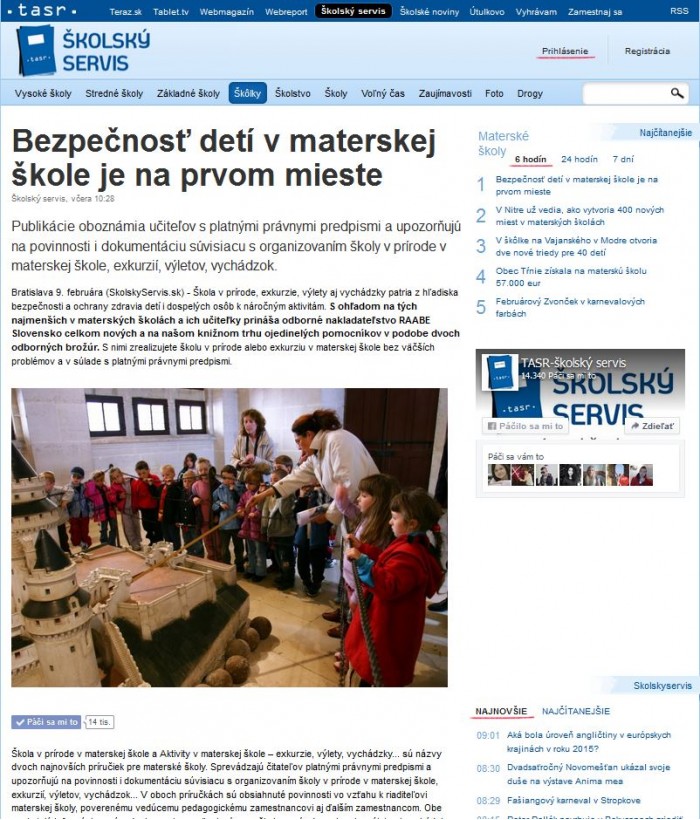 skolskyservis.sk – 9. 2. 2016: Bezpečnosť detí v materskej škole je na prvom mieste 