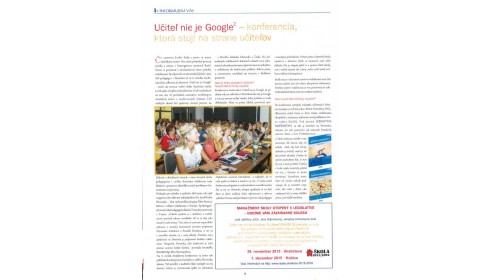 Pán učiteľ 1/2015 – november 2015: Google 2 – konferencia, ktorá stojí na strane učiteľov