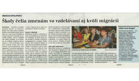 Hospodárske noviny  – 9. 6. 2016: Školy čelia zmenám vo vzdelávaní aj kvôli migrácii