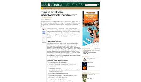 pravda.sk – 9. 2. 2016: Trápi vášho školáka nedoslýchavosť? Poradíme vám