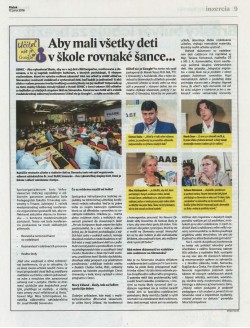 Pravda – 17. 6. 2016: Aby mali všetky deti v škole rovnaké šance...