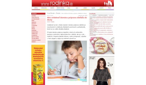 rodinka.sk – 8. 11. 2016: Ako zvládnuť domácu prípravu dieťaťa do školy
