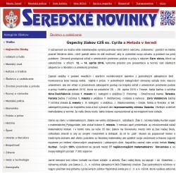 novinky.sered.sk – 28. 4. 2016: Úspechy žiakov CZŠ sv. Cyrila a Metoda v Seredi